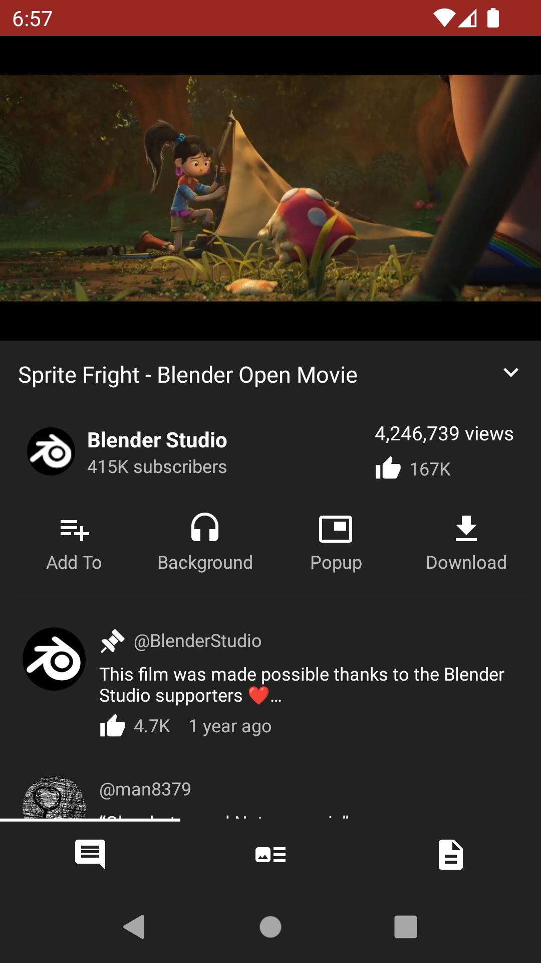 Screenshot of NewPipe's video player